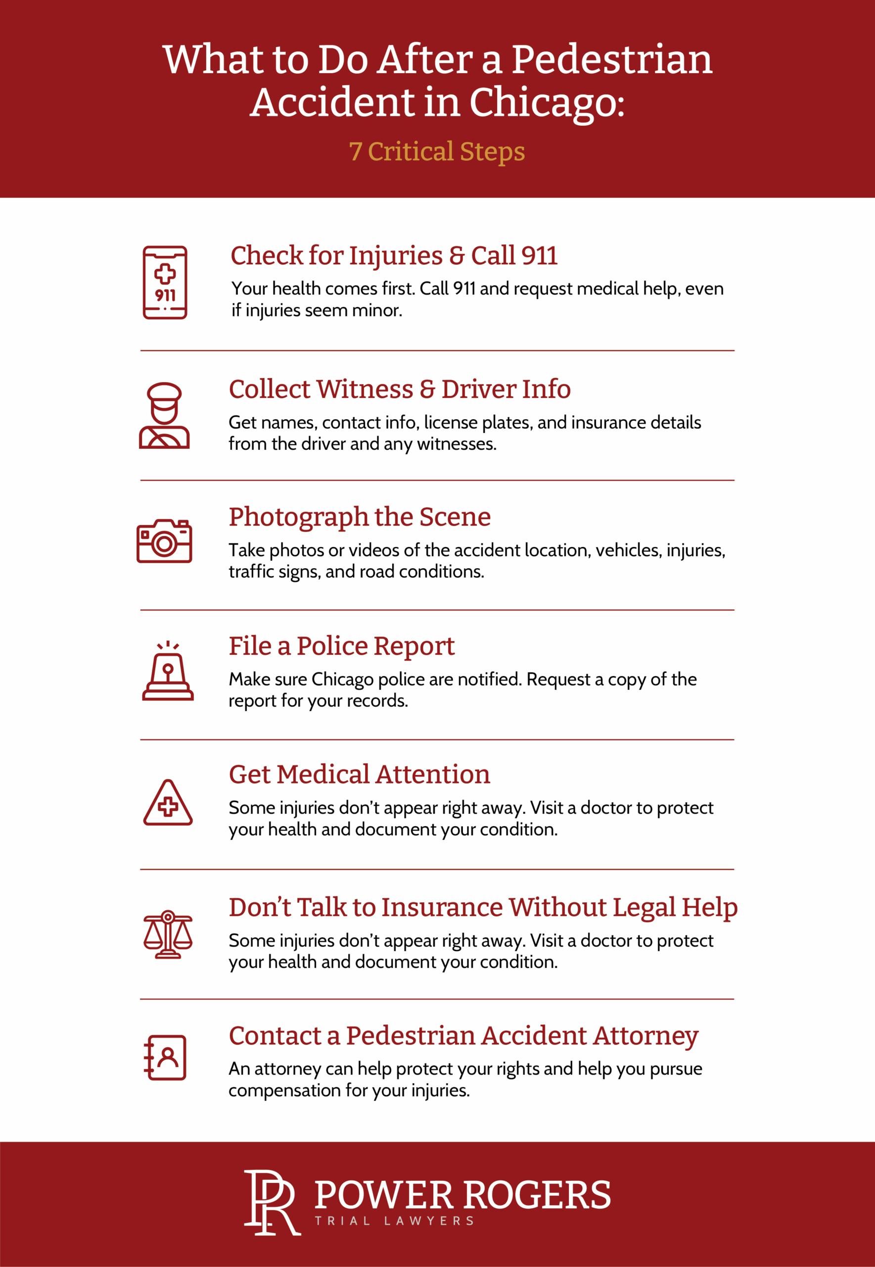 an infographic outlining the steps to take if you've been involved in a pedestrian accident