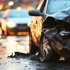 closeup of a car wreck in chicago