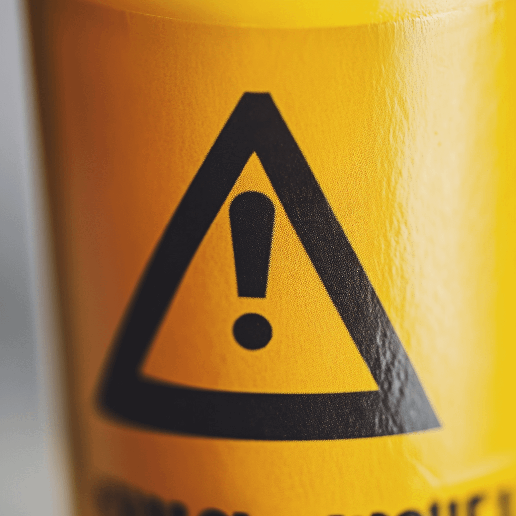 closeup of a yellow warning label