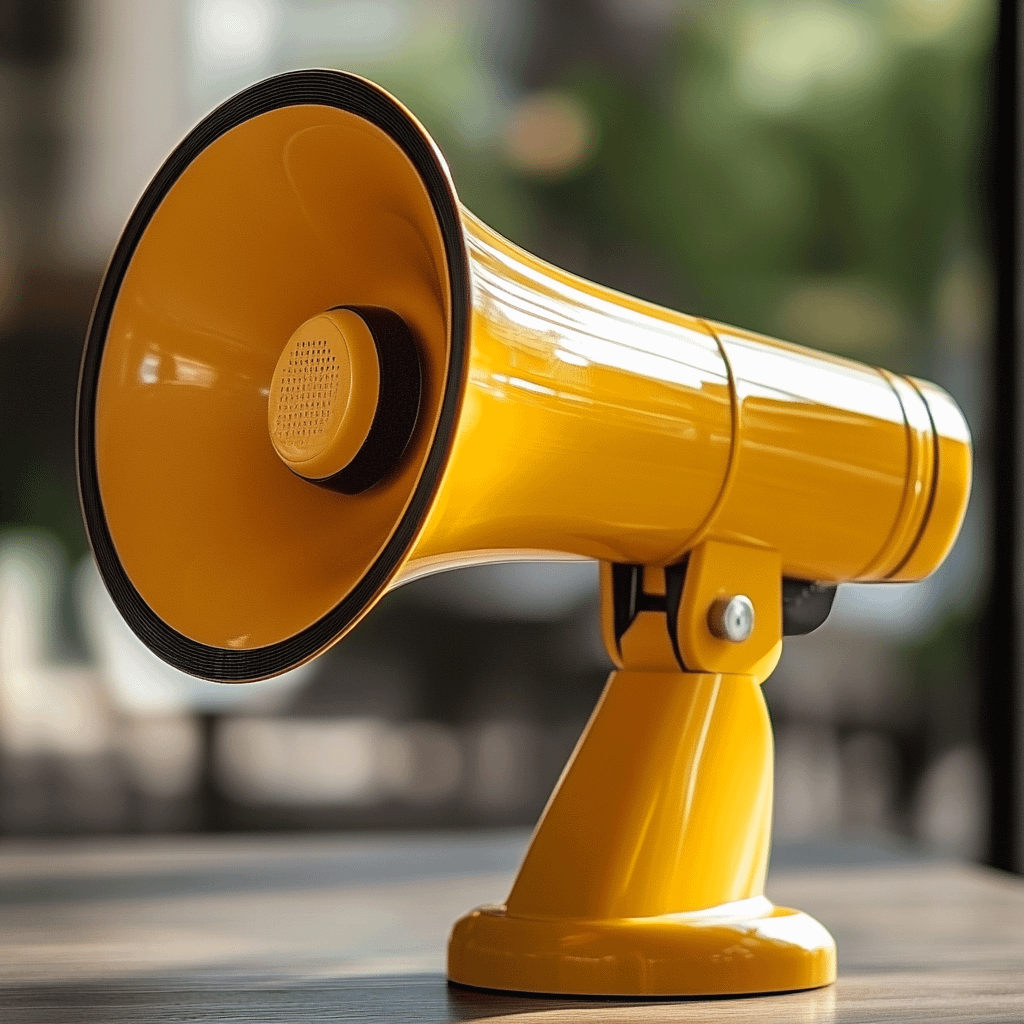 yellow megaphone sitting on a table