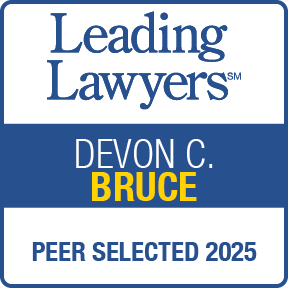 Leading Lawyers 2025 Peer Selected award badge featuring Devon C. Bruce.